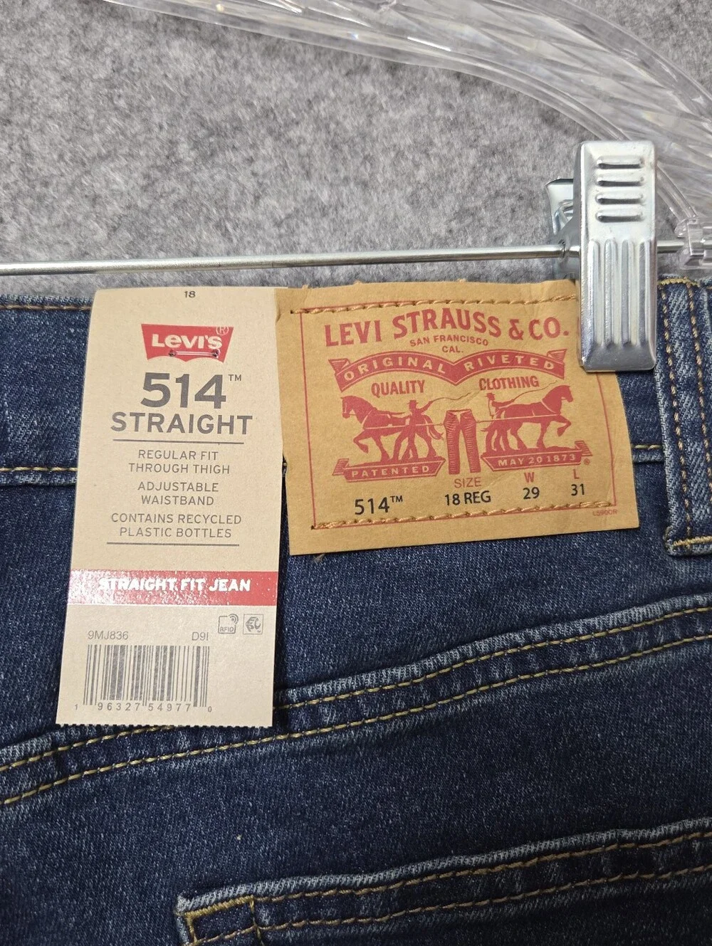 Levis 514 Boys Jeans Medium Blue Wash Size 18 Regular 29x31 Straight Leg Nwt